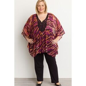 Carole Little Women  Black Crochet‎ Neckline, Lightweight, Beachy  Purple  2X